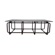 Modern Glass Coffee Table with Metal Base