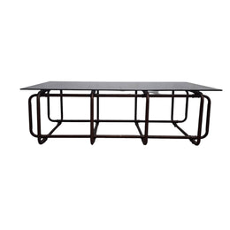Modern Glass Coffee Table with Metal Base