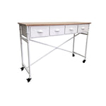Industrial Metal and Wood 4-Drawer Console Table on Casters