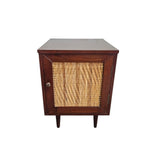 Bohemian Woven Rattan Wood Bedside Table