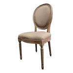 Refined Louis XVI Style Natural Wood Oval Back Upholstered Dining Chair
