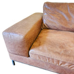 THE One Vintage Style Distressed Brown Leather Boxy Chesterfield Sofa