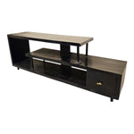 Industrial Style Matte Black Multi-Tiered Wooden TV Console