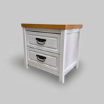 Country Charm Two Tone Wood 2 Drawer Bedside Table
