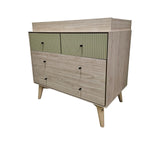 Coxley Mid-Century Style Fluted Green and Ash Nursery Dresser