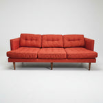Mid-Century West Elm Peggy Red Fabric Sofa