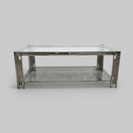 Sculptural Chrome and Glass Two Tier Rectangular Coffee Table