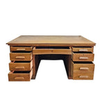 Mid-Century Double Pedestal Solid Oak Executive Desk