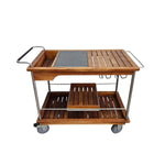 Mid-Century Modern Rolling Bar Cart with Slate Inlay
