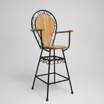 Artisan Scrollwork Wrought Iron High Bar Stool