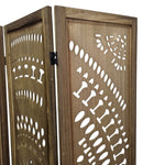 Hand-Carved Boho Wooden 3-Panel Room Divider