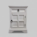 Rustic Farmhouse White Wooden Bedside Nightstand Cabinet