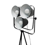 Industrial Style Matte Black Triple Shade Studio Tripod Floor Lamp