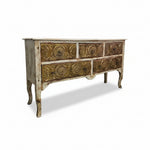 Rustic Bohemian Embossed Brass & Wood Sideboard