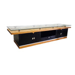 Streamlined Floating Glass Top Oak and Matte Black Media Console