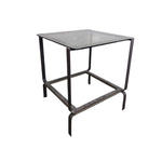 Sculptural Industrial Grey Metal and Glass Top Side Tables
