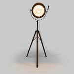 Cinema Spotlight Industrial Style Wood and Metal Tripod Floor Lamp