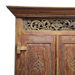 Imposing Indian Style Hand Carved Two Door Solid Wood Cabinet