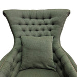 Sedar Vintage Style Green Fabric Tufted Wingback Armchair