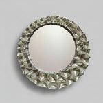Sculptural Contemporary Textured Silver Cellular Round Wall Mirror