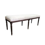 The One Vintage Style Cream Upholstered Long Bench with Fluted Legs