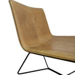 Sleek Mid-Century Sand Leather Lounge Chair