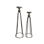 Home Center Retro Silver Metal Pillar Candle Holder Stand