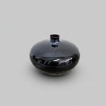 Gleaming Deep Amethyst Glass Squat Round Bud Vase