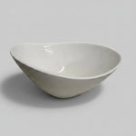 Organic White Ceramic Asymmetrical Oval Serving Bowl