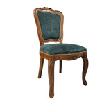 THE One Vintage Style Carved Wood Emerald Green Velvet Dining Chair