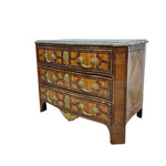 French-Style Inlaid Walnut Commode with Marble Top