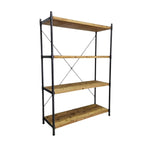 Rugged Industrial Iron Pipe Wood Bookshelf