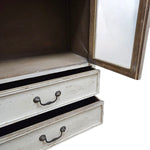French Provincial Shabby Chic Distressed White Display Cabinet