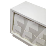 West Elm Mid-Century Style White Sculptural Geometric 2 Drawer Bedside Table