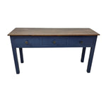Upcycled Navy Blue Three Drawer Wooden Console Table