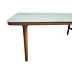 Bi-Colour Mid-Century Style Wooden Dining Table with White Laminate Top