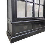 Ethan Allen Midnight Black Glass-Front Library Cabinet