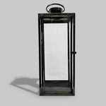 Stately Black Metal Architectural Hurricane Candle Lantern