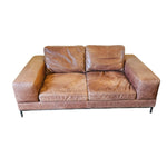 THE One Vintage Style Distressed Brown Leather Boxy Chesterfield Sofa