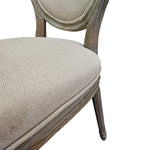 Louis XVI Style Weathered Natural Wood Oval Back Cream Dining Chair