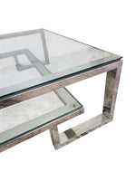 The One Two-Tier Glass & Silver Coffee Table