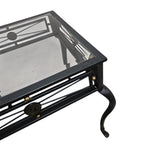 Neoclassical Style Wrought Iron Glass Top Side Table