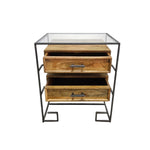 Industrial Mango Wood & Studded Iron Side Table