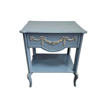 French Provincial Style Upcycled Slate Blue Wooden Side Table