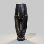 Artisan Matt Black Ceramic Abstract Face Silhouette Vase