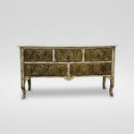 Rustic Bohemian Embossed Brass & Wood Sideboard