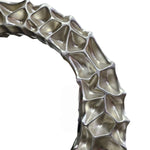 Sculptural Contemporary Textured Silver Cellular Round Wall Mirror