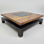 Zen Two-Tier Square Coffee Table with Slate Inlay