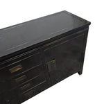 Vintage-Inspired Black Lacquer Sideboard with Brass Accents