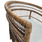 Natural Rattan Curved Back Tub Accent Armchair with Cushion